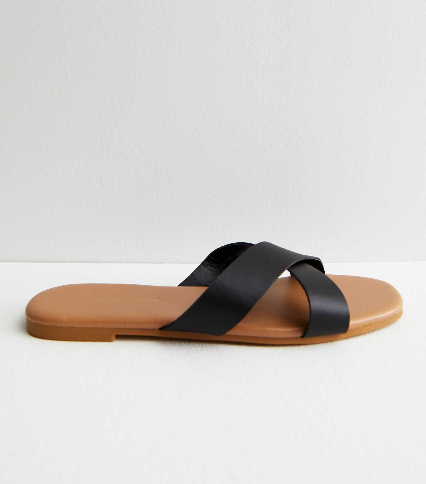 Black Leather-Look Cross Strap Sliders
						
						Add to Saved Items
						Remove from Saved It... | New Look (UK)