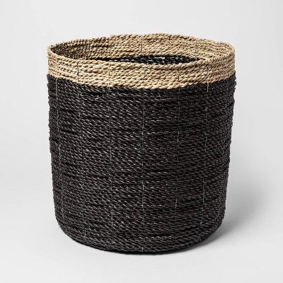 14.9" x 14.5" Decorative Raffia Basket Black/Natural - Project 62™ | Target