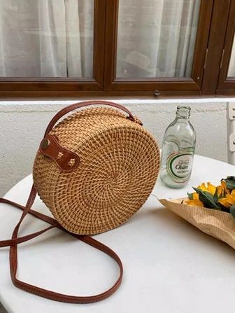 Mini Minimalist Straw Bag Snap Button Vacation | SHEIN