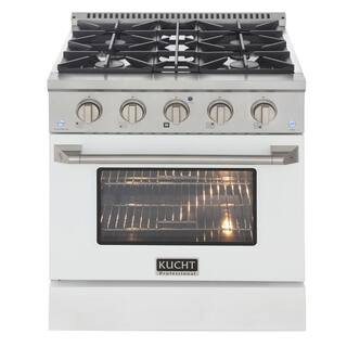 Kucht Pro-Style 30 in. 4.2 cu. ft. Natural Gas Range with Sealed Burners and Convection Oven in W... | The Home Depot