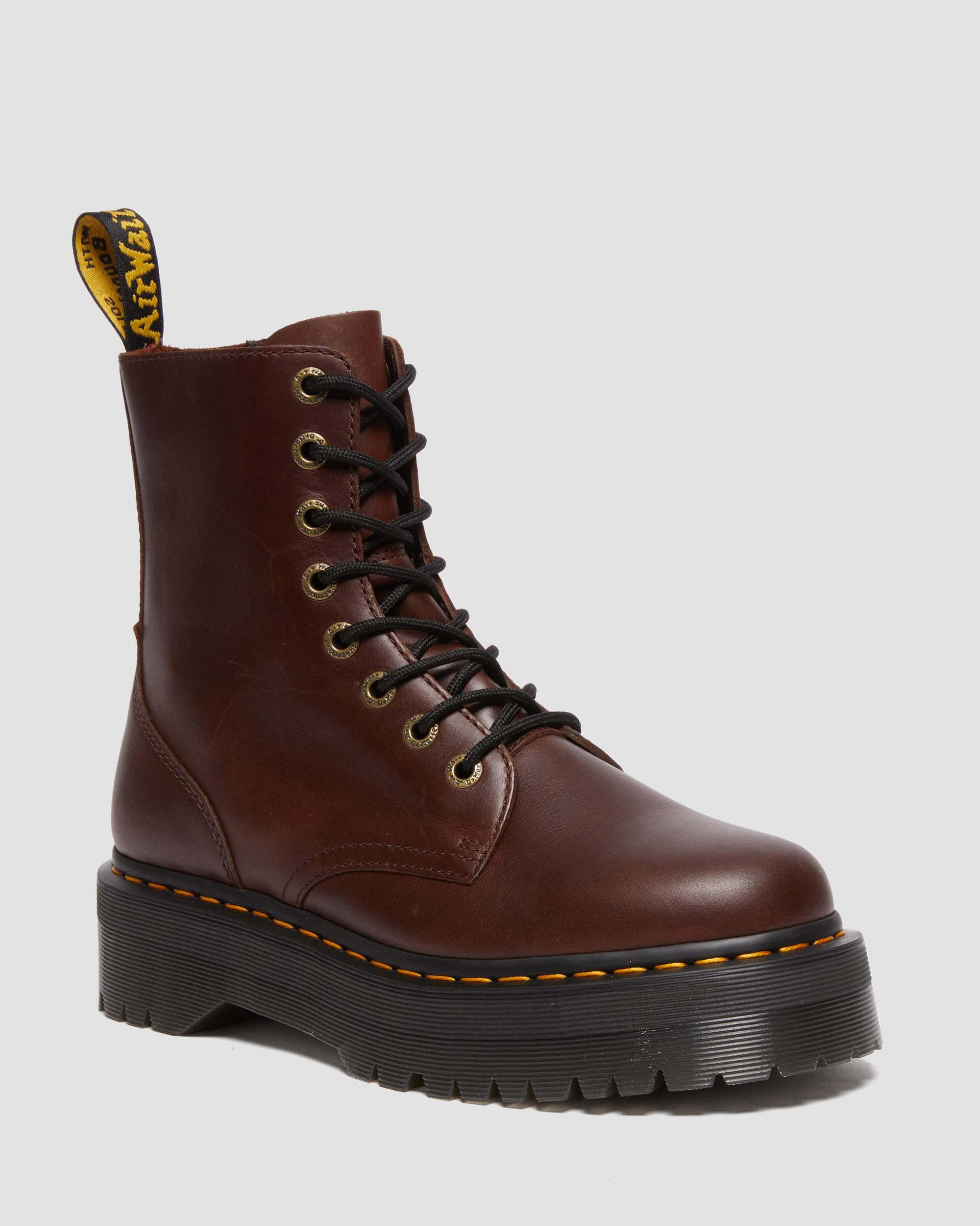 Jadon Boot Pull Up Leather Platforms in Dark Brown | Dr. Martens | Dr. Martens