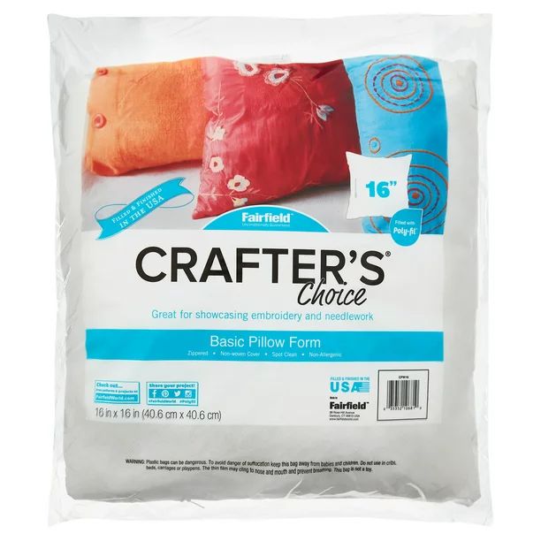Poly-Fil® Crafter's Choice® Decorative Square Pillow Insert by Fairfield™, 16" x 16" (1 Pillo... | Walmart (US)