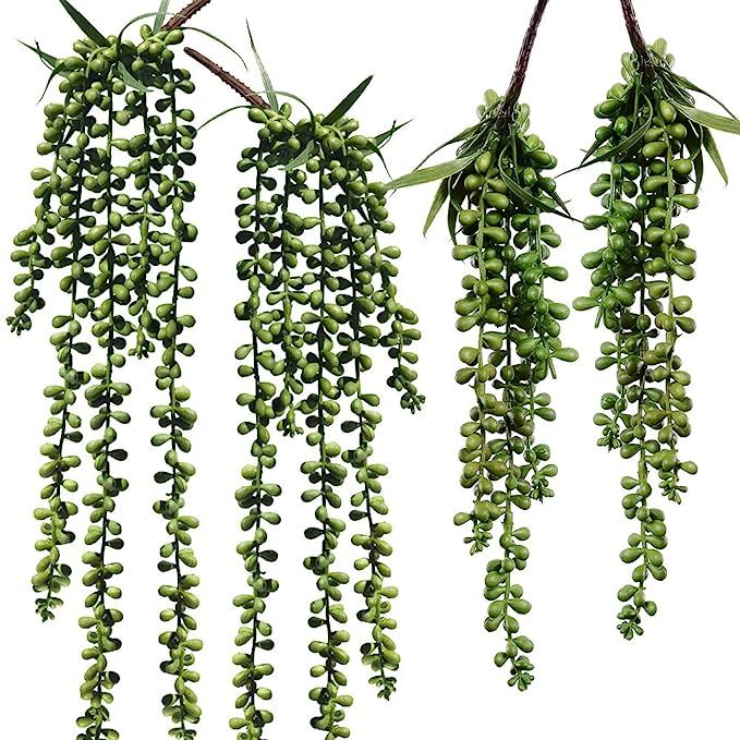 Supla 4 Pcs 2 Size Artificial String of Pearl Hanging Spray in Green Artificial Succulent Plants ... | Amazon (US)