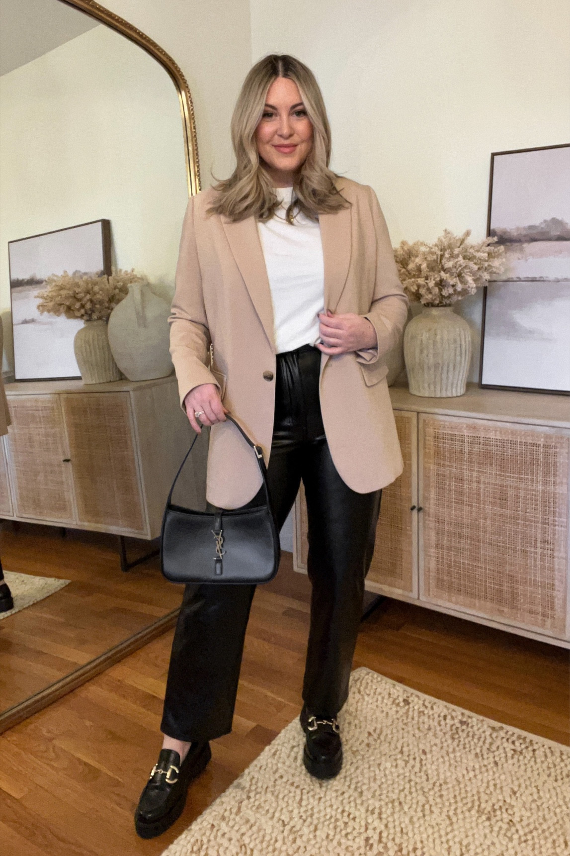 Abercrombie vegan leather pants // I size up 1 size for comfort. Wearing a 30L (I’m 5’6”  and prefer the “long” in the Ankle length).

M in blazer & tee. 

faux leather pants, Abercrombie outfit, casual outfit, workwear outfit, business casual workwear, faux leather pants outfit, Abercrombie leather pants, blazer outfit, loafers outfit

#LTKstyletip #LTKFind #LTKSeasonal