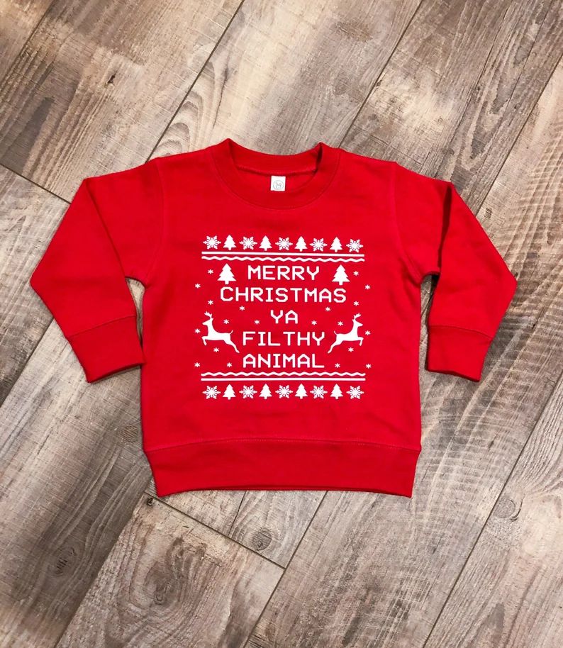Toddler/Youth Christmas Sweatshirt | Merry Christmas | Filthy Animal | Funny Toddler Christmas Sw... | Etsy (US)