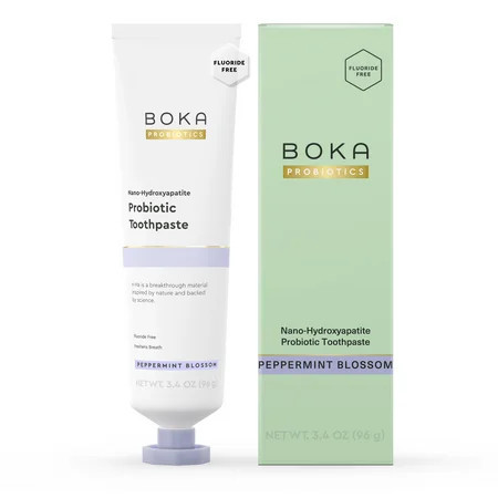 Boka Probiotic Toothpaste, Nano Hydroxyapatite Toothpaste, Fluoride Free, Dental Probiotics, Peppermint Blossom, 3.4oz | Walmart (US)
