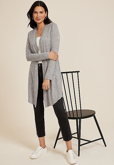Hacci Studded Long Sleeve Cardigan | Maurices