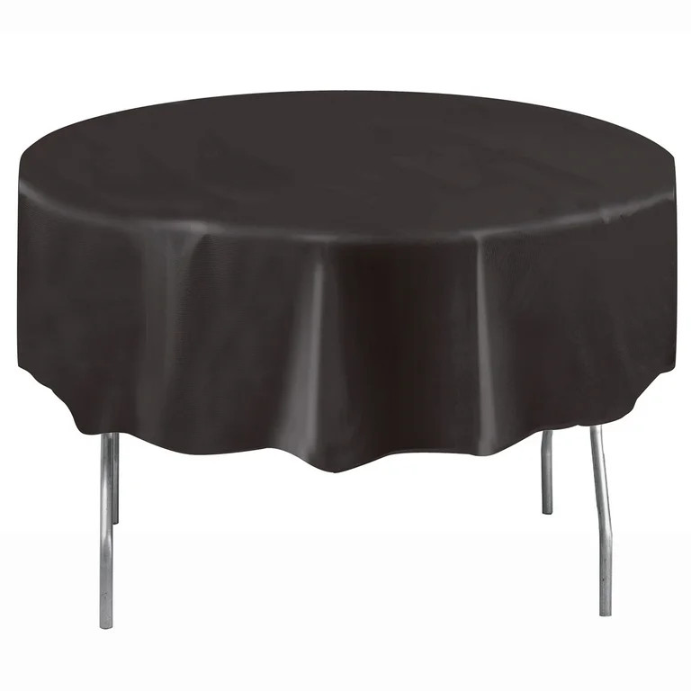 Way to Celebrate! Round Black Plastic Tablecloth, 84ct | Walmart (US)