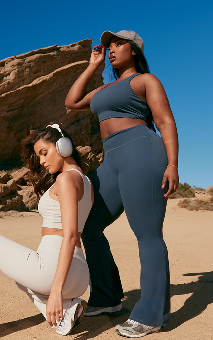 Plus Midnight Blue Sculpt High Waist Flare Yoga Pants | PrettyLittleThing US