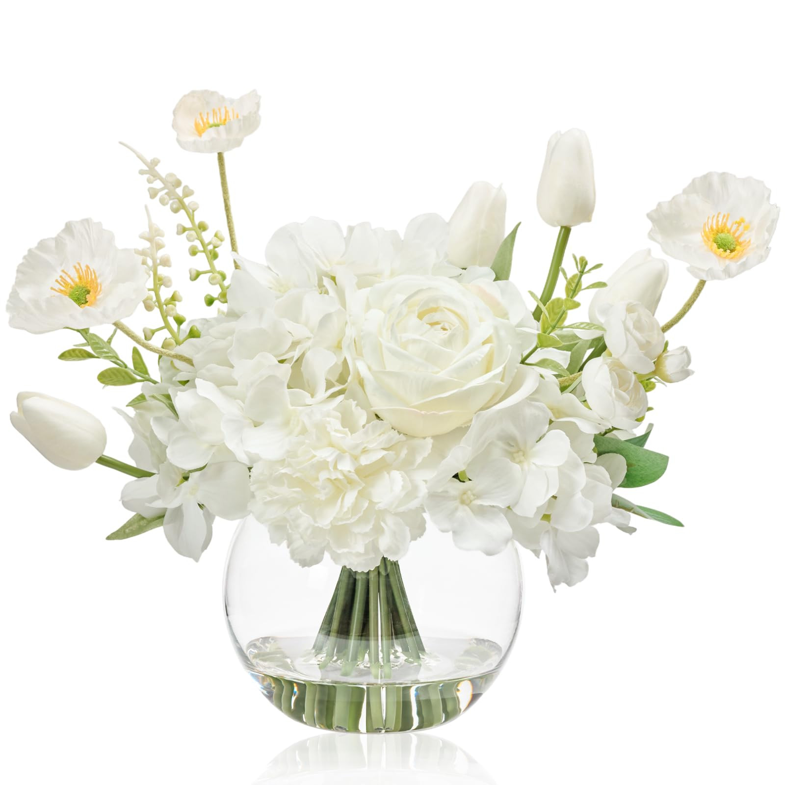 WELL KNOWN Artificial Flowers for Table Decoration Silk Hydrangea Flowers with Vase Fake Flower A... | Amazon (US)