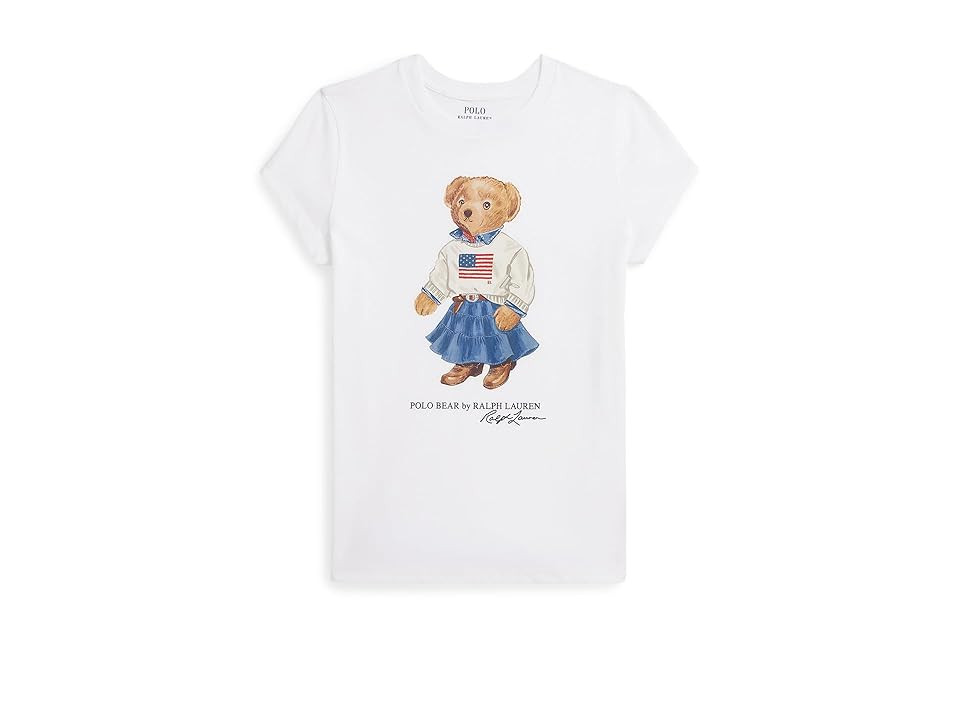 Polo Ralph Lauren Kids Polo Bear Cotton Jersey T-Shirts (Big Kid) Girl's T Shirt White 1 : MD (8-10 Big Kid) | Zappos