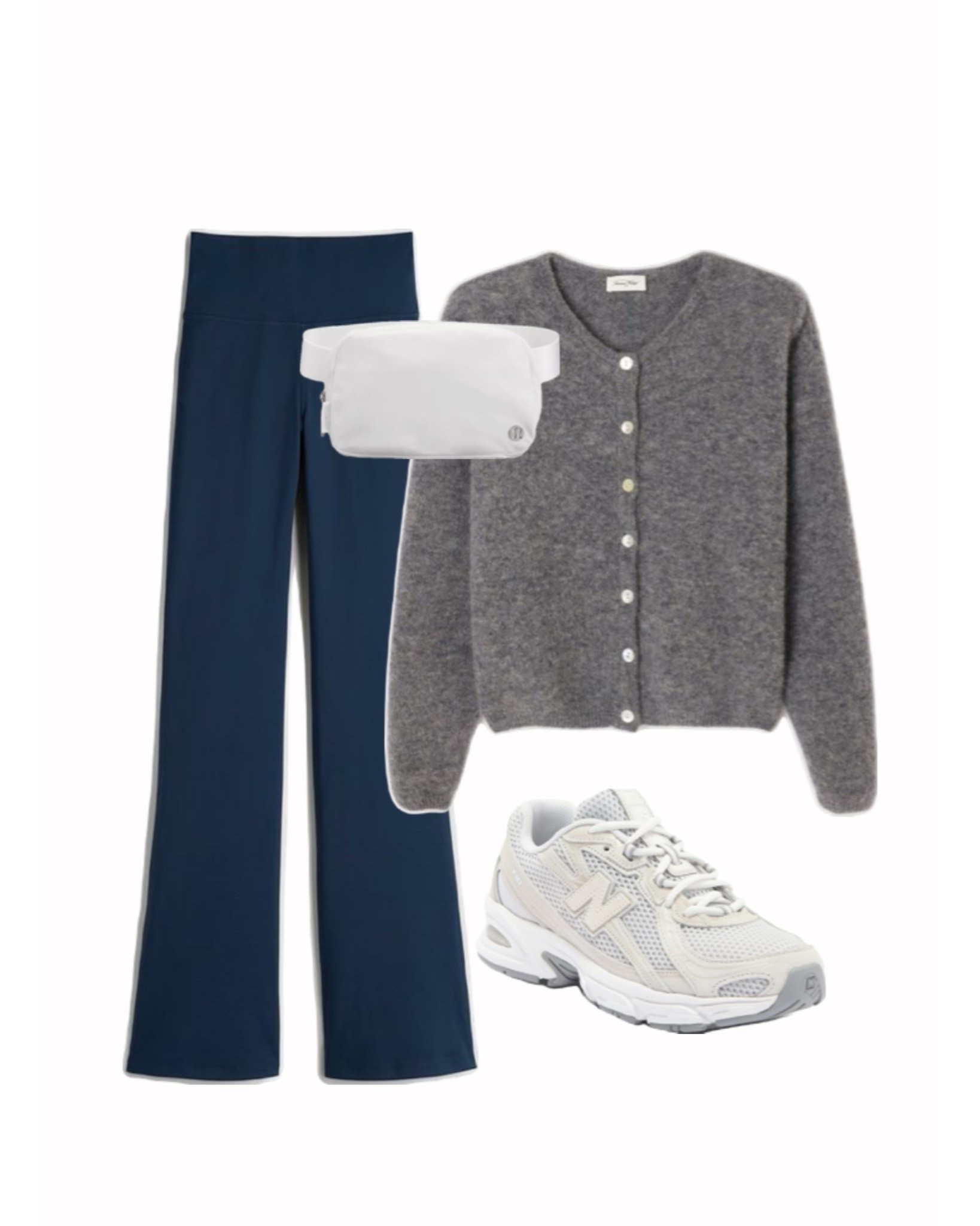 neutral athleisure outfit, everyday casual outfit, navy flare leggings, wide leg workout pants, grey cardigan outfit, casual cardigan look, new balance sneakers outfit, neutral sneakers outfit, comfy travel outfit, off duty outfit women, sporty chic outfit, casual mom outfit, errands outfit idea, spring athleisure look

#LTKfitnessgoals #LTKActive #LTKSaleAlert