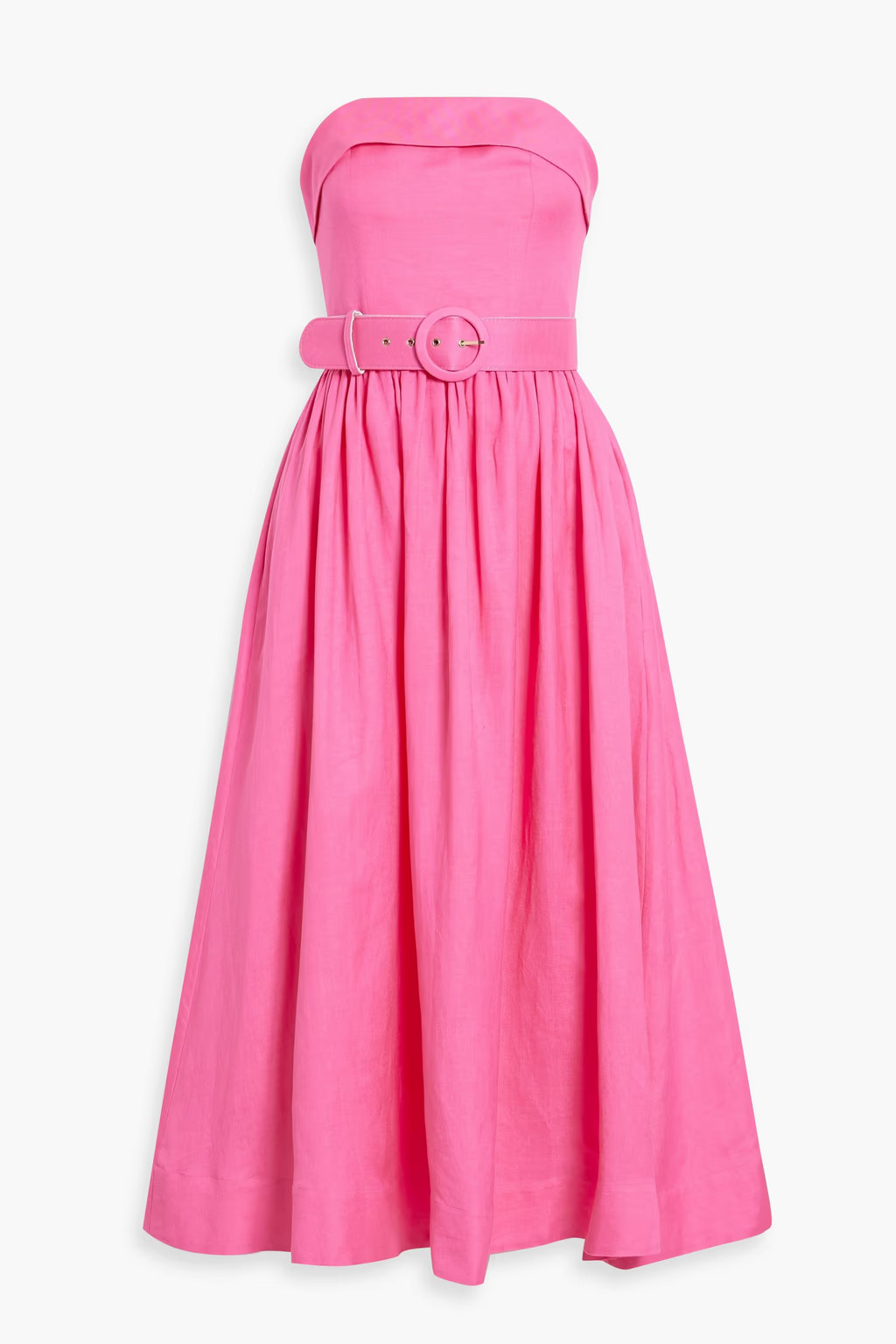 NICHOLAS Amparo strapless belted linen-blend midi dress | THE OUTNET | The Outnet (US and CA)