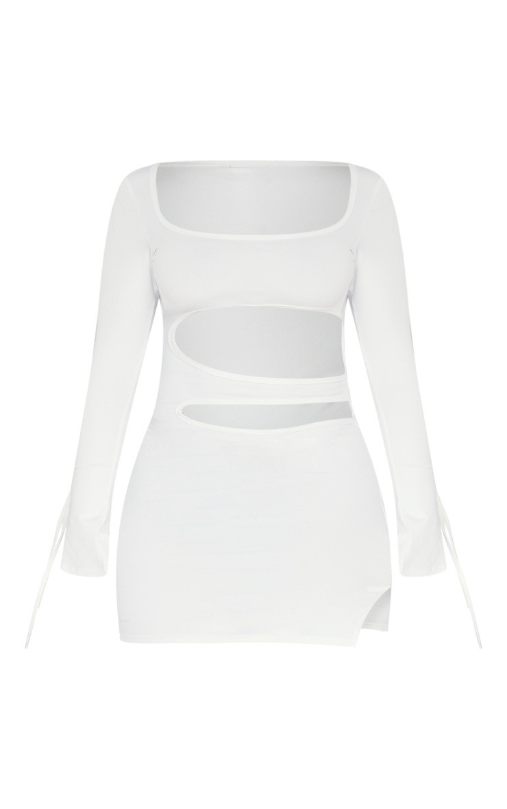 Shape White Soft Seamless Square Neck Cut Out Mini Dress | PrettyLittleThing UK