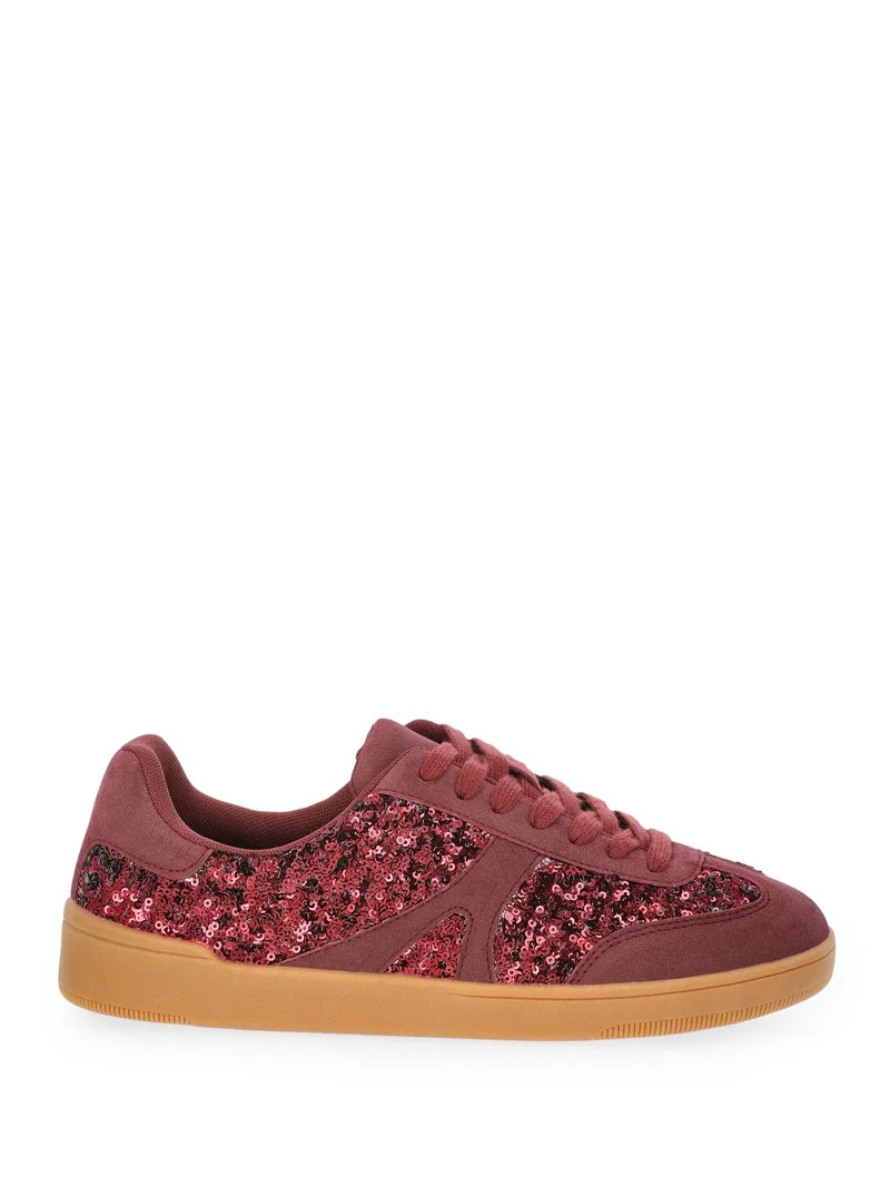 No Boundaries Sequin Faux Suede Gum Sole Sneakers, Women's | Walmart (US)