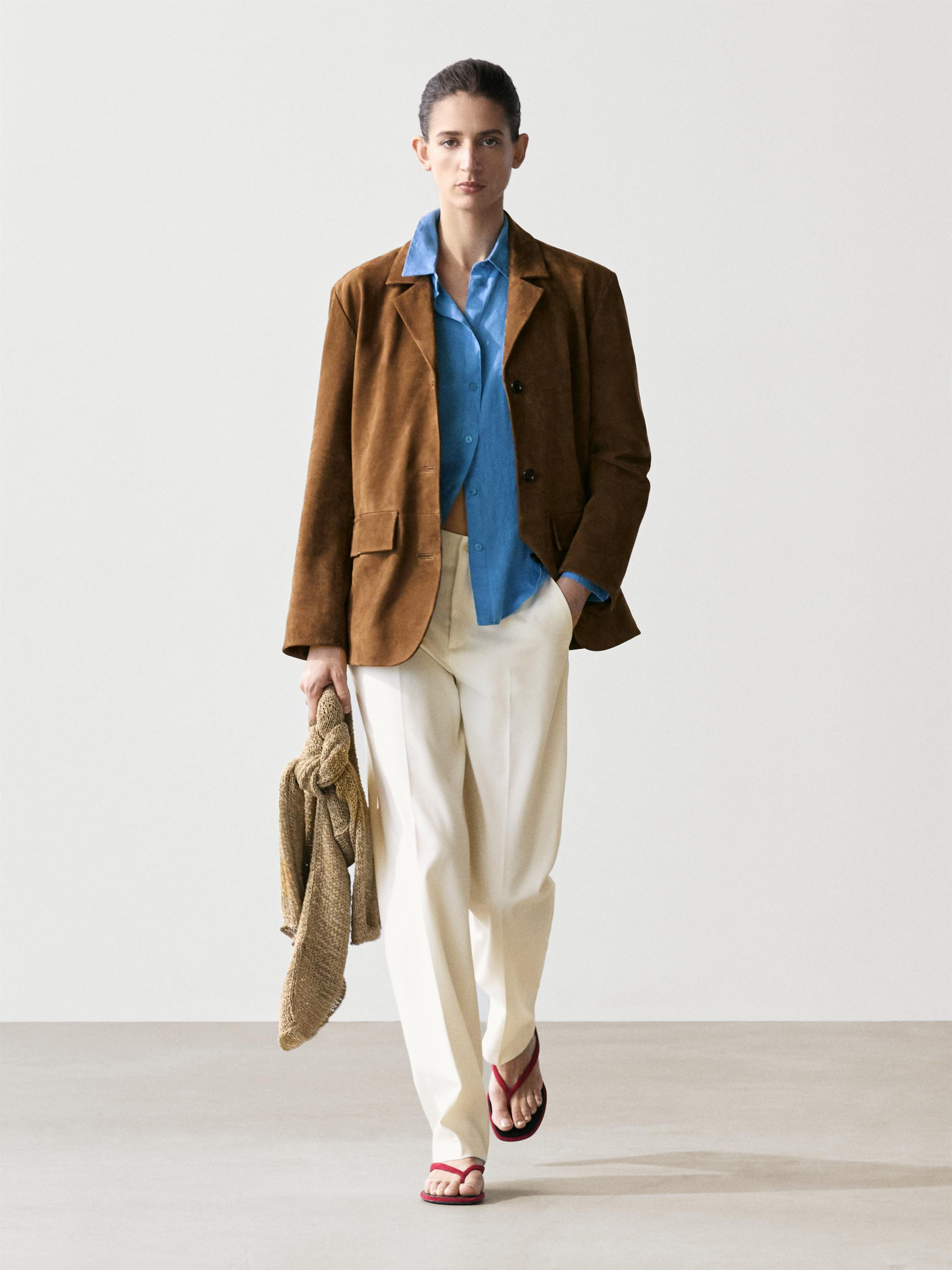 100% Suede lapel blazer | Massimo Dutti US