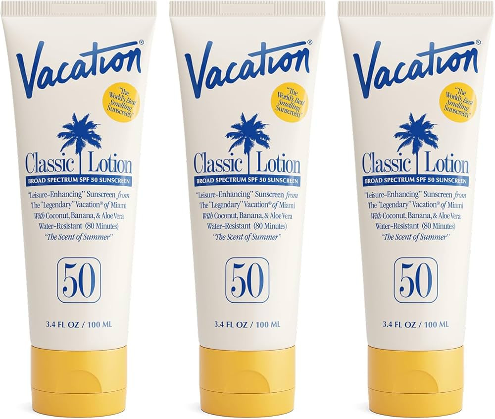 Vacation Classic Sunscreen Lotion SPF 50, Water-Resistant, Lightweight, Transparent on All Skin T... | Amazon (US)