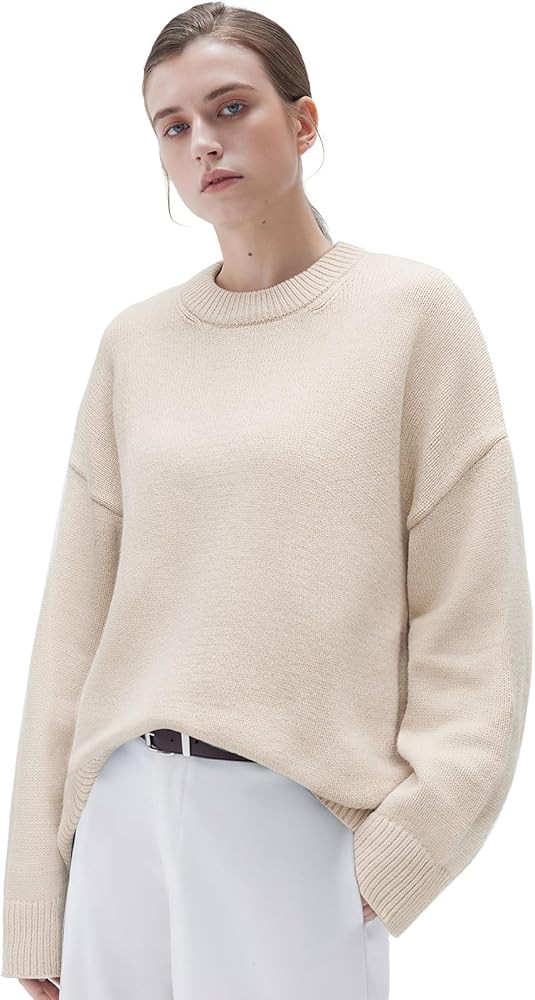 SUUKSESS Women Cashmere Oversized Long Sleeve Pullover Sweater Crew Neck Jumpers | Amazon (US)