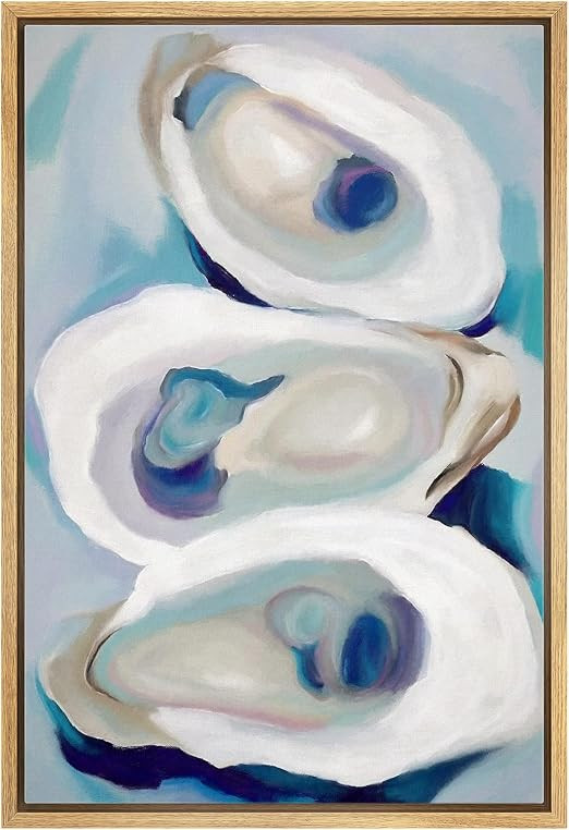 MUDECOR Framed Canvas Print Wall Art Modern Colorful Oysters Coastal Abstract Seafood Illustratio... | Amazon (US)