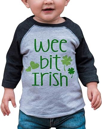 7 ate 9 Apparel Kids Wee Bit Irish St. Patricks Day Grey Raglan Tee | Amazon (US)