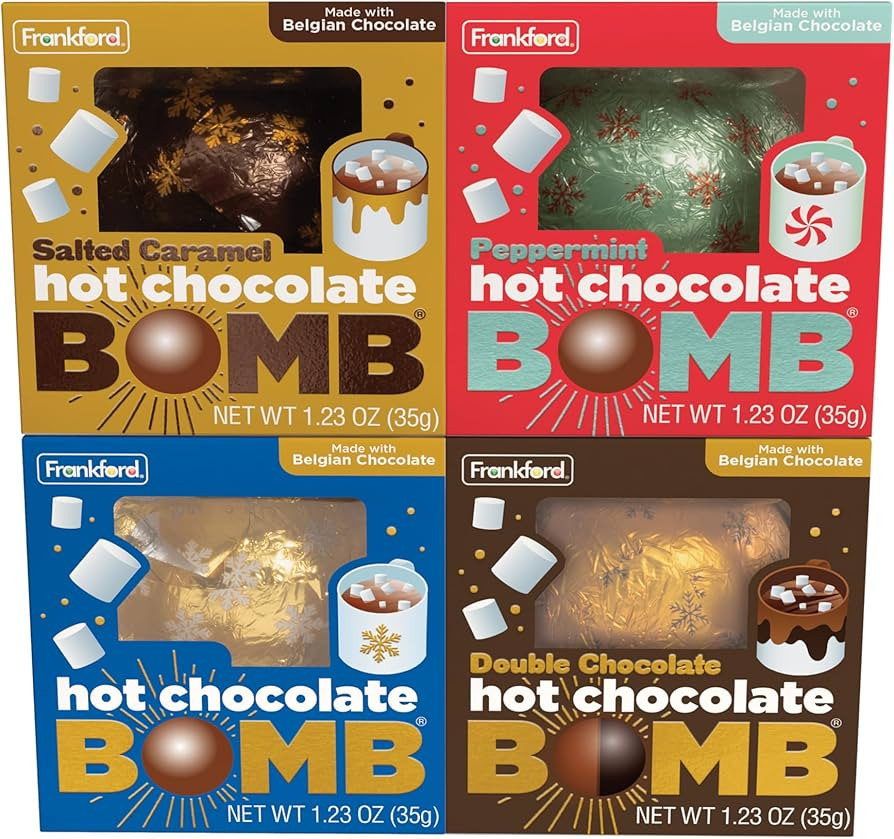 Hot Chocolate BOMB 4 Pack, Flavors include (1) Original Flavor Melting Ball, (1) Salted Caramel, ... | Amazon (US)