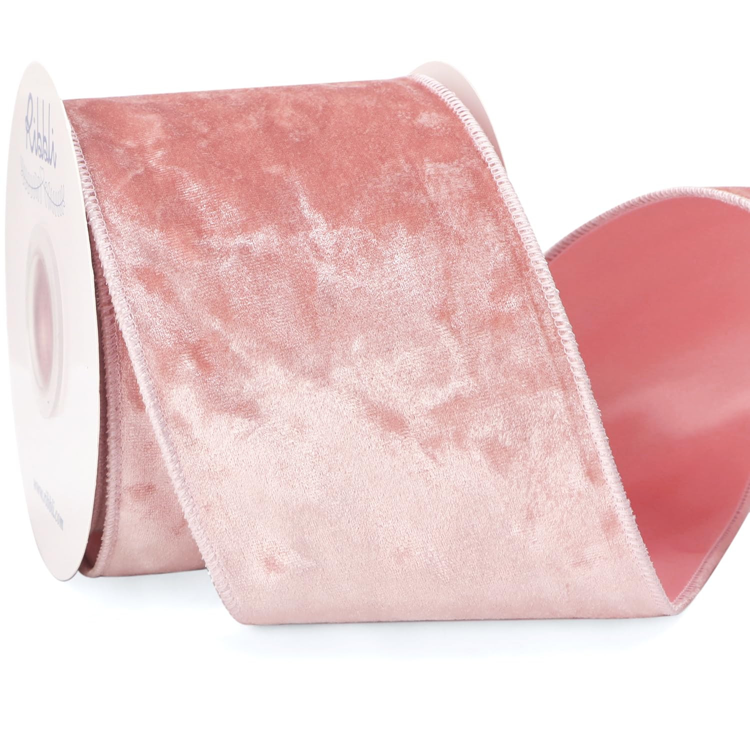 Ribbli Light Pink Velvet Wired Ribbon 4 Inch Crushed Velvet Christmas Ribbon for Gift Wrapping Ch... | Amazon (US)