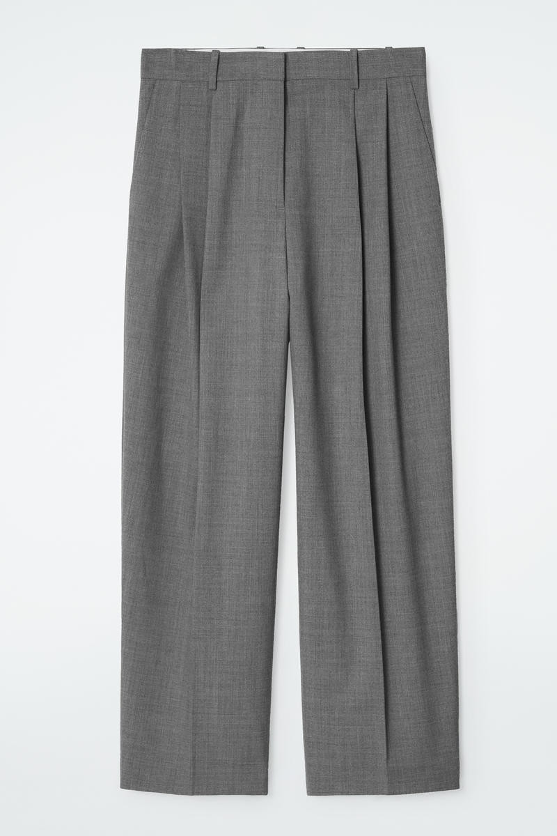 Relaxed Twill Wide-Leg Trousers in Grey | COS UK