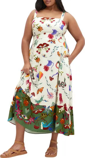 Annabel Print Ruffle Hem Sleeveless Maxi Dress | Nordstrom