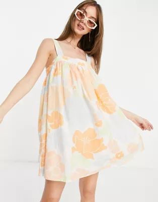 ASOS DESIGN trapeze mini sundress in abstract floral print | ASOS (Global)