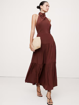 Matte Silk Halter Maxi Dress | Banana Republic (US)