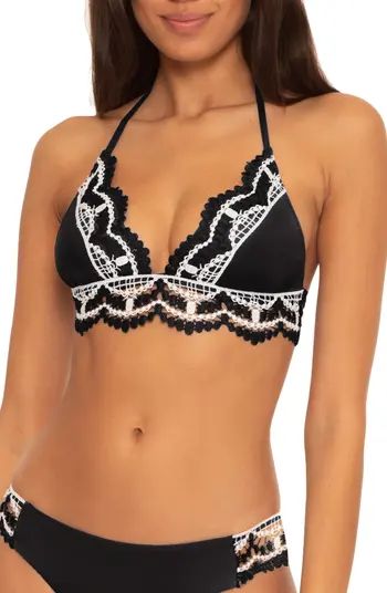 Becca Delilah Crochet Trim Halter Bikini Top | Nordstrom | Nordstrom