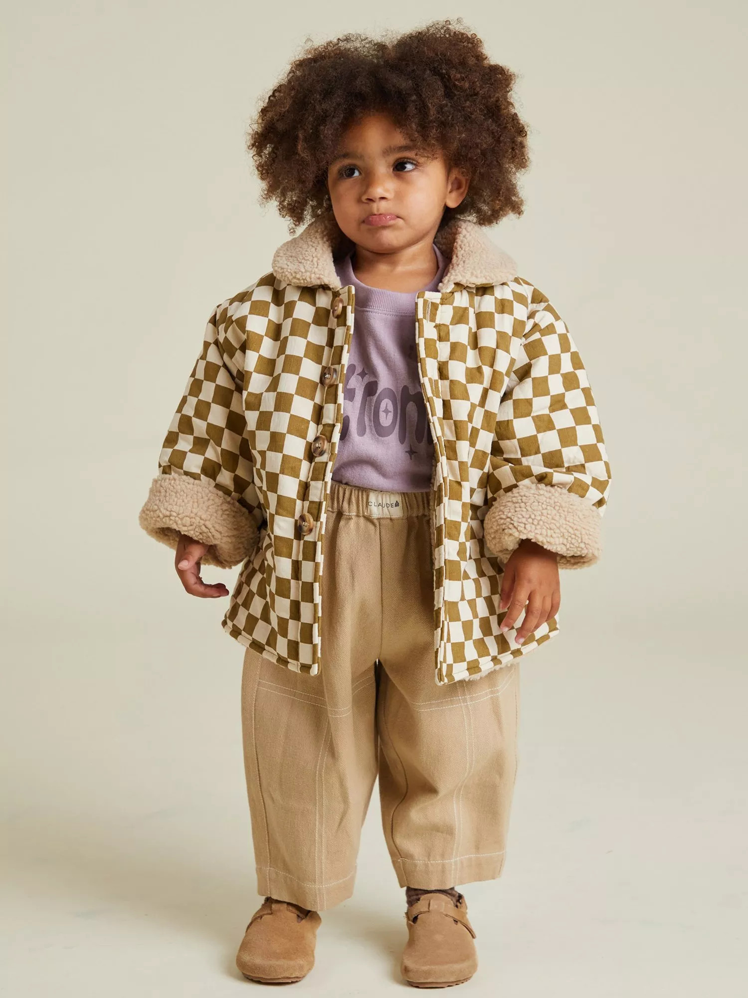 Claude & Co Kids' Emery Oversized Checkerboard Coat, Coco | John Lewis (UK)
