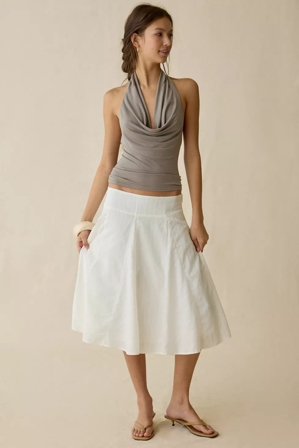 Kimchi Blue Cora Godet Cotton Midi Skirt | Urban Outfitters (US and RoW)