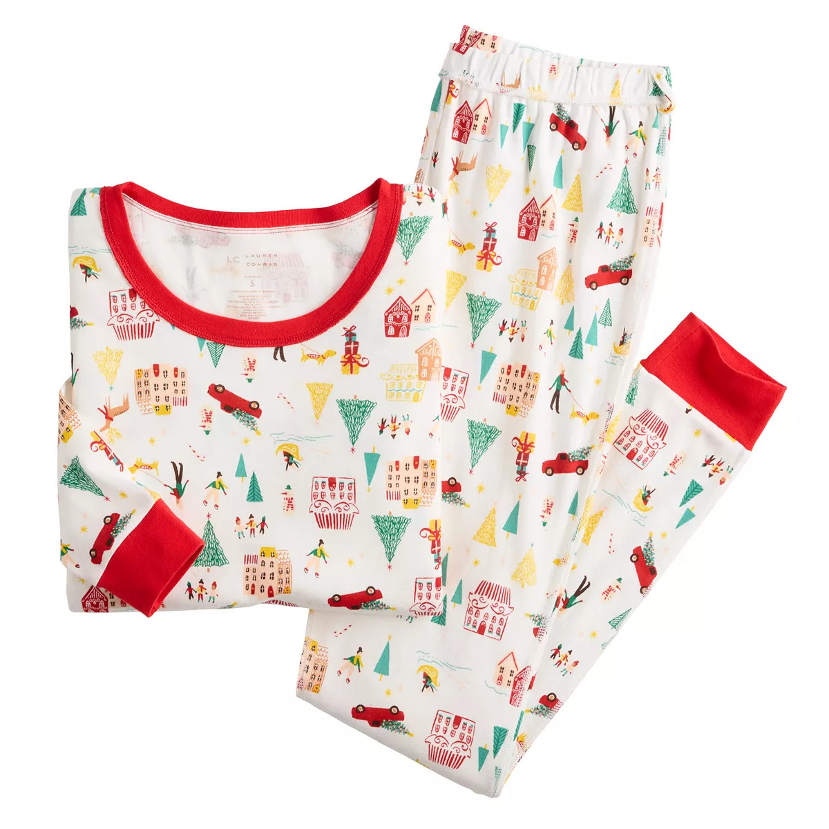 Women's LC Lauren Conrad Jammies For Your Families® Holiday Village Adaptive Pajama Set | Kohl's