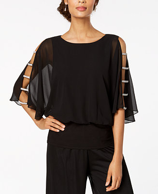 Embellished-Sleeve Top | Macy's
