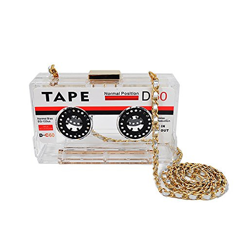 QZUnique Tape Shaped Shoulder Bag Radio Recorder PU Crossbody Bag Women's Retro Evening Bag Handb... | Amazon (US)