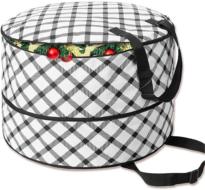 JOSIVIKY Wreath Storage Container 24", Christmas Hanging Wreath Storage Bag ,Heavy-Duty Carrying Han | Amazon (US)
