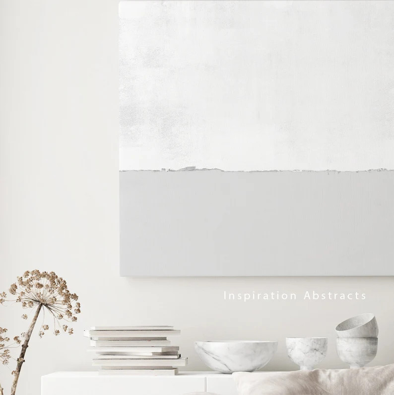 Minimal Grey And White Canvas Wall Art, Abstract Art, Large Abstract Painting, Minimalist Wall Ar... | Etsy (US)