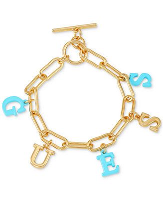 Gold-Tone & Color Letter Logo Charm Bracelet | Macys (US)