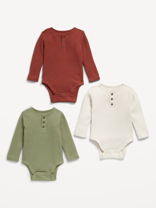 Long-Sleeve Thermal-Knit Henley Bodysuit 3-Pack for Baby | Old Navy (US)