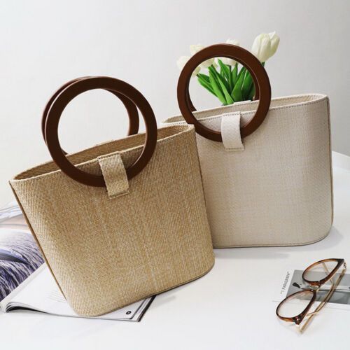 Details about   Bohemia Style Ring Handle Shoulder Straw Woven Tote Bag Handbag Summer Beach UK | eBay UK