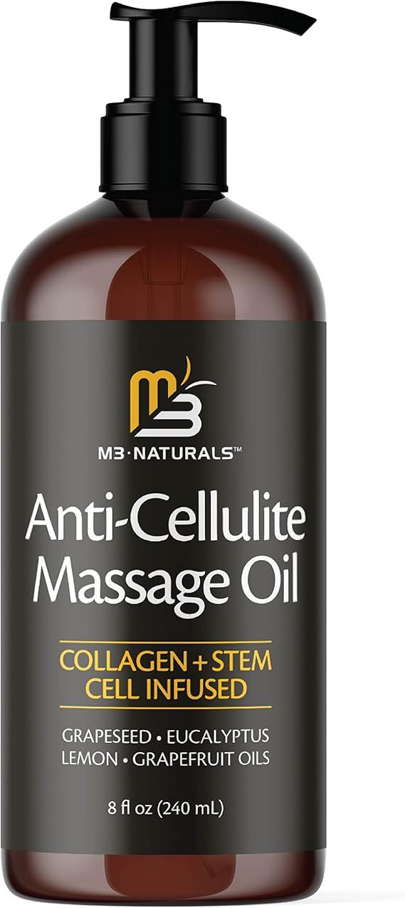 M3 Naturals Anti Cellulite Massage Oil Infused with Collagen and Stem Cell Natural Lotion Help Fi... | Amazon (US)