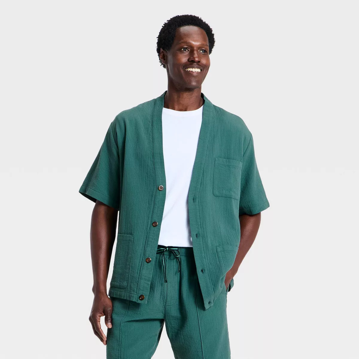 Houston White Men's Seersucker Shacket - Teal S | Target
