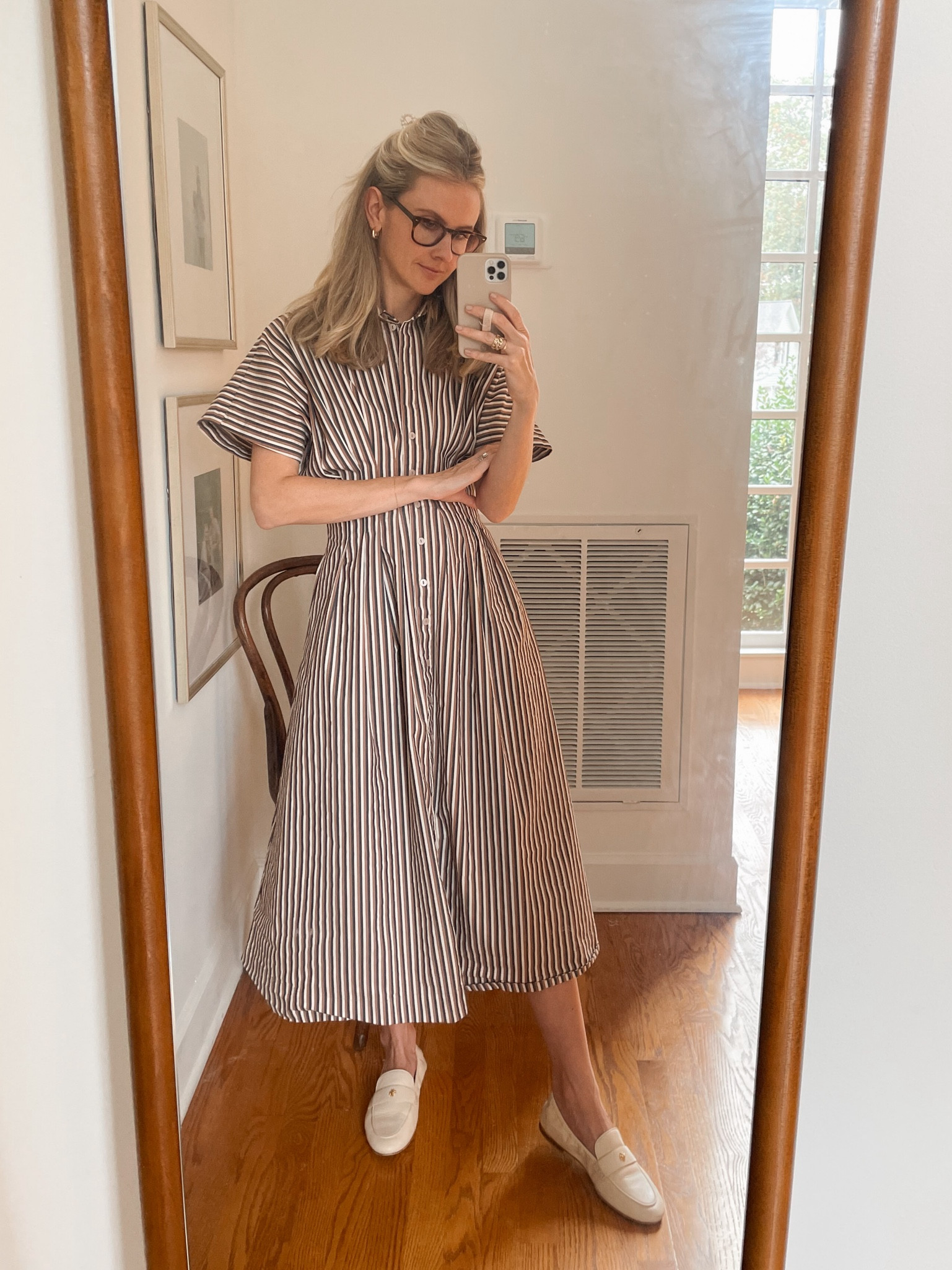 Anthro dress and Tory Burch ballet loafers / Wearing XS in the dress, size 8 in the shoes.

#LTKStyleTip #LTKSeasonal #LTKShoeCrush