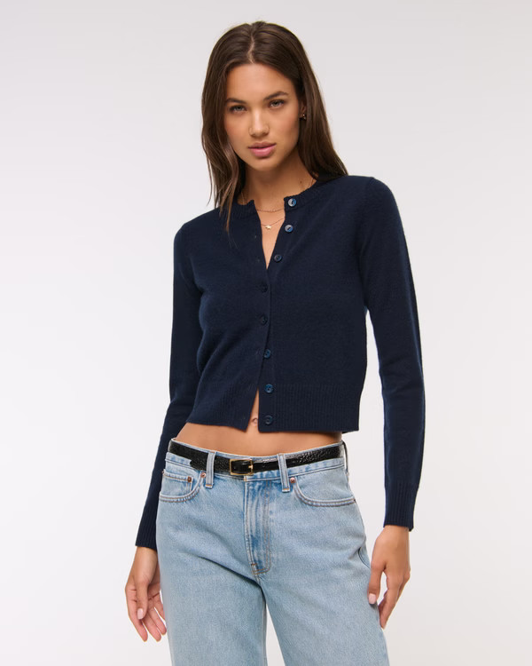 Women's Cashmere Crew Cardigan | Women's Tops | Abercrombie.com | Abercrombie & Fitch (US)