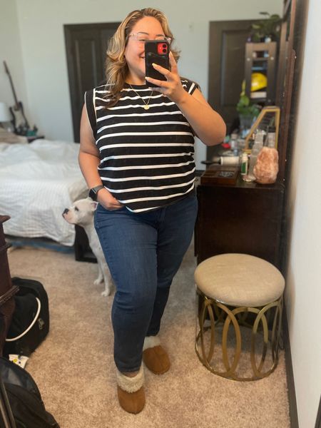 WFH day! Cap Sleeve Stripped tank + boyfriend Levi’s jeans and some Amazon slippers

Top is on Sale today! Summer staple.

Slippers are 44% off

#LTKhome #LTKstyletip #LTKsalealert