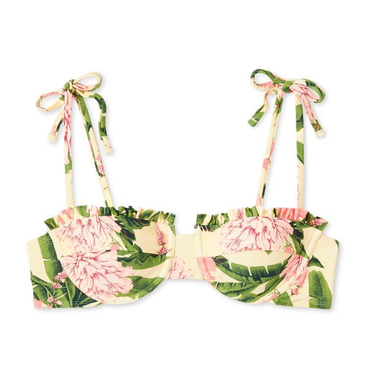 Women's Peony Botanical Print Underwire Bikini Top - Agua Bendita x Target Blush/Cream | Target