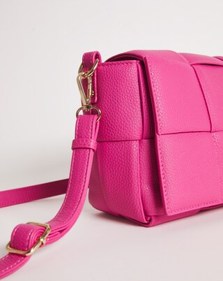 Pink Woven Quilted Across Body Bag | Simply Be (UK)
