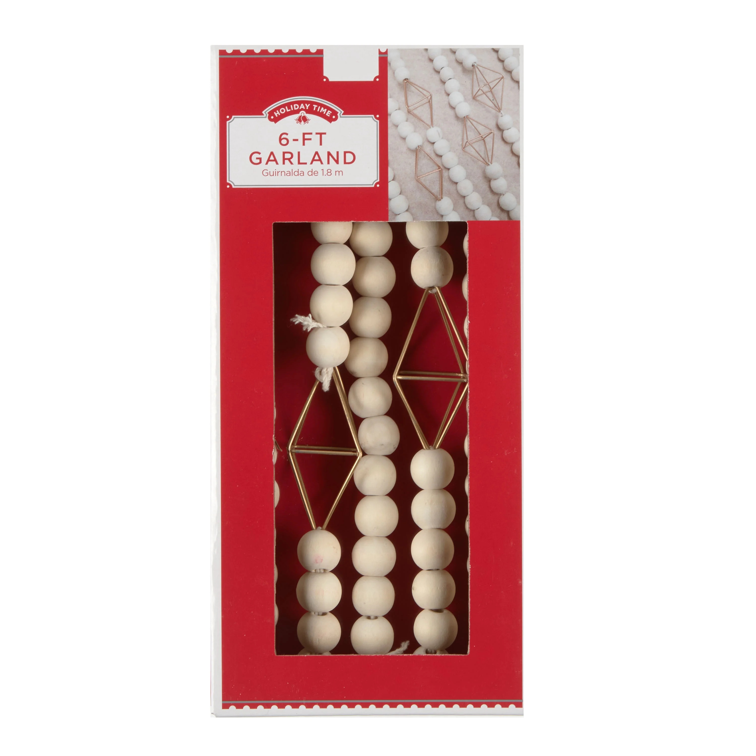 Holiday Time Geometric Wood Bead Garland, 6' | Walmart (US)
