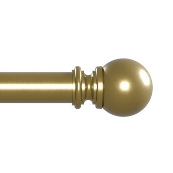 allen + roth Wallace 72-in to 144-in Brushed Gold Steel Single Curtain Rod with Finials | Lowe's